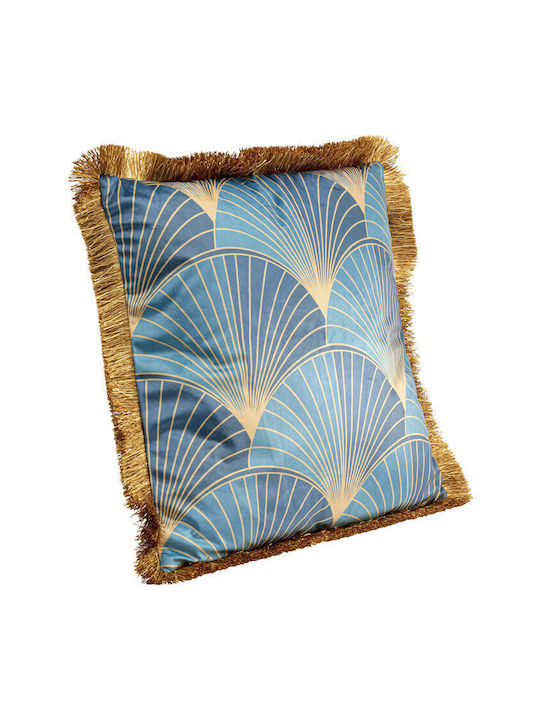 Kare Design Μαξιλάρι Καναπέ Leaves Μπλε/Χρυσό 45x45εκ.