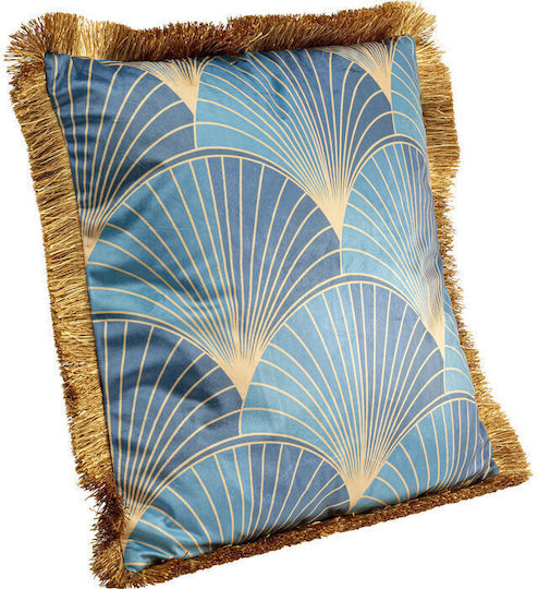 Kare Design Μαξιλάρι Leaves Μπλε/Χρυσό 45x45εκ.