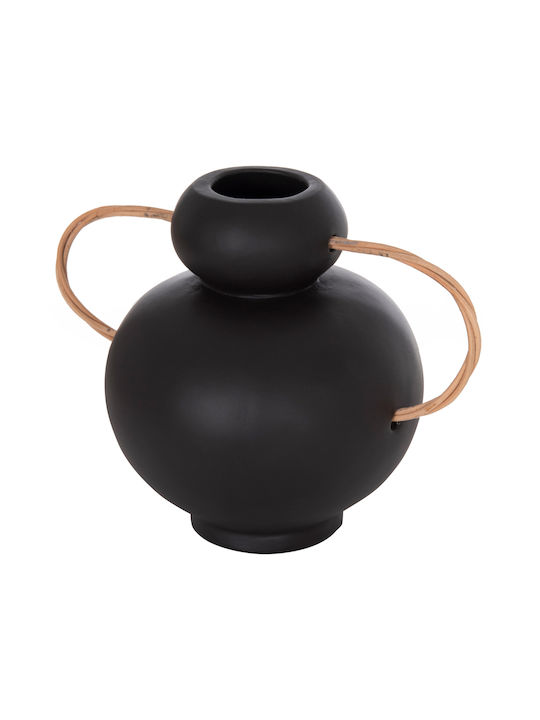 HomeMarkt Decorative Vase Ceramic Mibo Black 22.5x15xH19cm