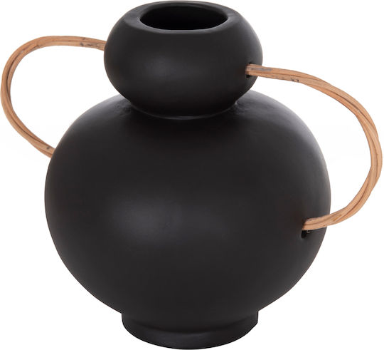 HomeMarkt Decorative Vase Ceramic Mibo Black 22.5x15xH19cm
