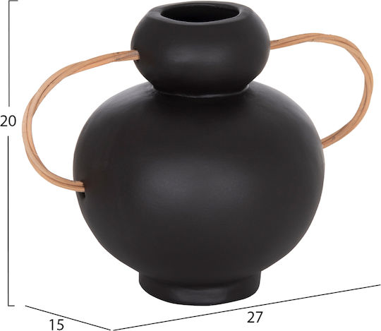 HomeMarkt Decorative Vase Ceramic Mibo Black 22.5x15xH19cm
