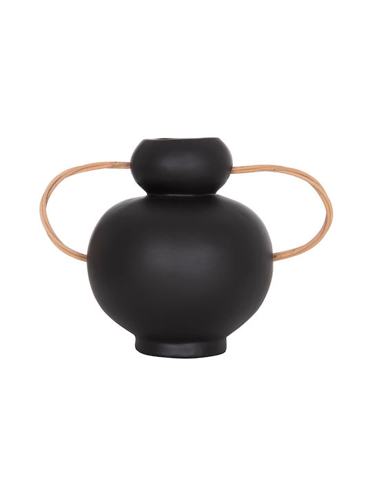 HomeMarkt Decorative Vase Ceramic Mibo Black 22.5x15xH19cm