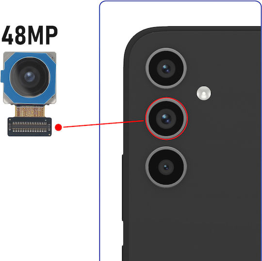 Clappio Основна Задна Камера Galaxy A33 5g A34 5g 48mp Широкоъгълна Черна Синя