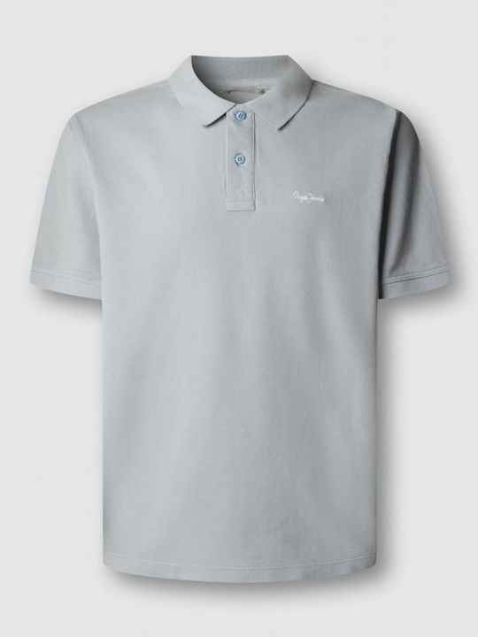 Polo Herrenbluse Kurzarm Hellblau