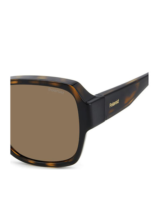 Polaroid Männliche Sonnenbrillen mit Brauner Schildkröten-Fassung und Braunen Gläsern PLD9021/S 086/SP