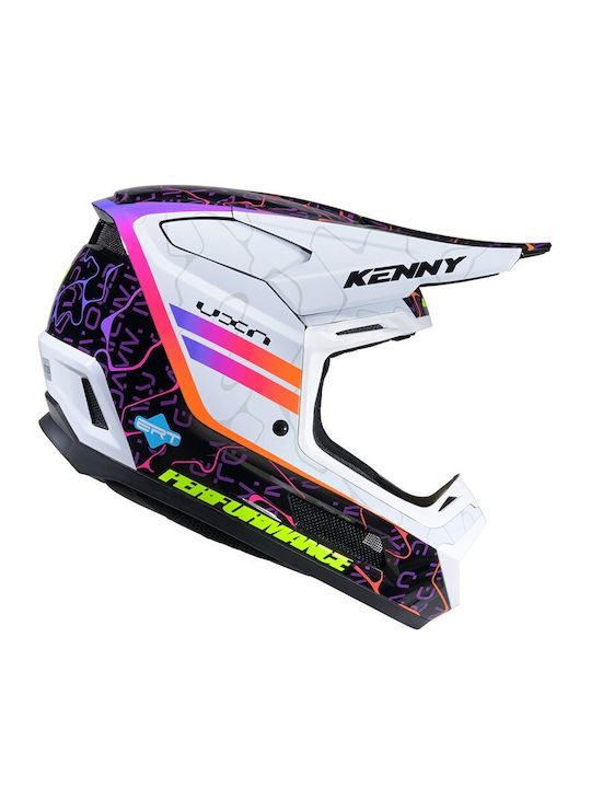 Kenny MX Performance Graphic+ Wave Black White Motorcycle Helmet Motocross ECE 22.06 Weight 1259 Gr