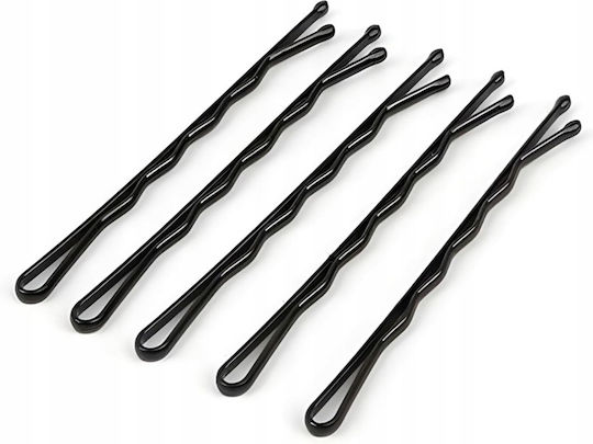 Schwarze Metall Haarspangen Damen Rippendesign Ball Tip 48 Stück