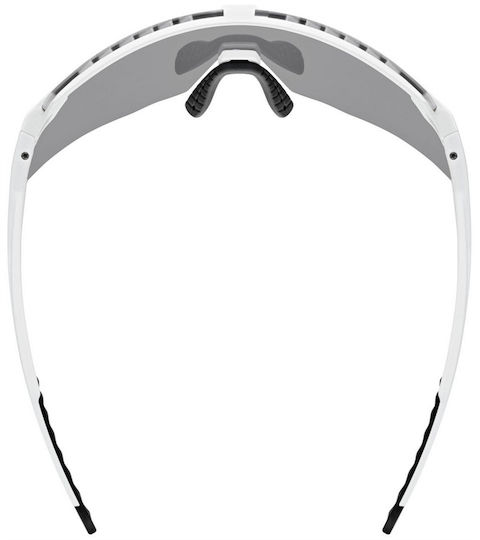 Uvex Cycling Glasses with White Frame and Mirror Polarized Lenses