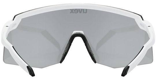 Uvex Cycling Glasses with White Frame and Mirror Polarized Lenses