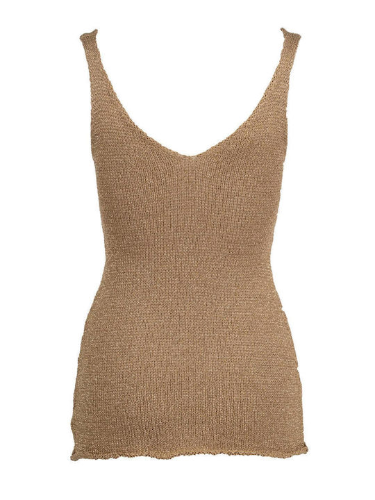 Pulover Damă cu Decolteu în V Sand