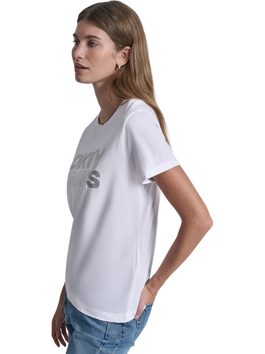 Γυναικείο T-shirt White, Silver