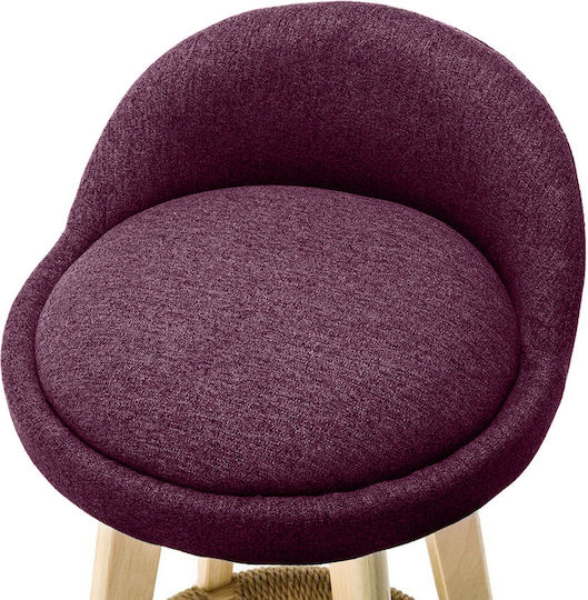 Taburet de Bar cu Spătar Tapițat cu Material Textil Loft Burgundy 37x37x80 cm