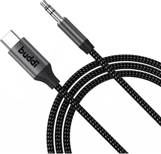 Buddi Cablu Flex USB 2.0 USB-C Male - 3,5 mm Negru 2m
