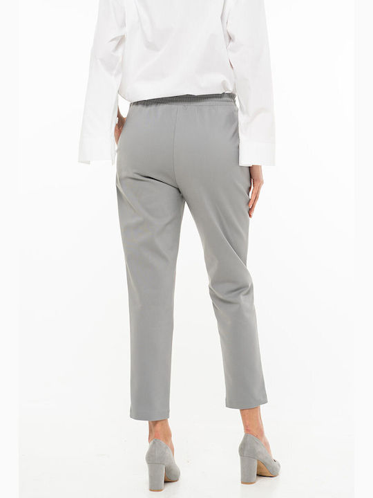 Women's Fabric Trousers in Relaxed Fit Grey