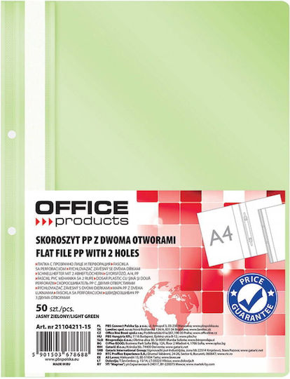 Office Products Dosar Plastic Pp Spini Găuri Grosime 100/170 Microni Set 50 Bucăți Office Products Verde Deschis