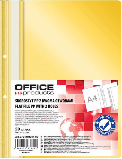 Office Products Dosar Plastic Pp Cu Găuri Șină Grosime 100/170 Microni Set 50 Bucăți Office Products Galben