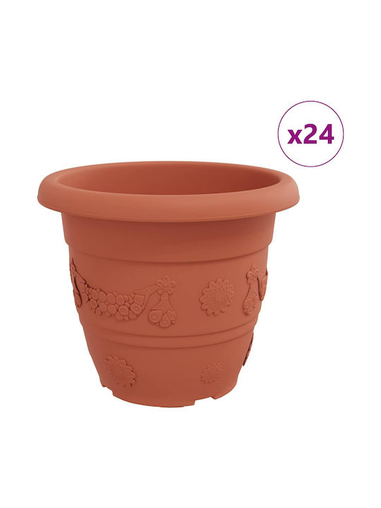 vidaXL Set of 24 Plastic Flower Pots Terracotta 34x28cm