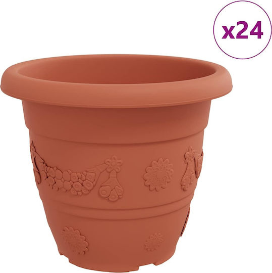 vidaXL Σετ 24 Γλάστρες Πλαστικές Κεραμιδί 39x32εκ.