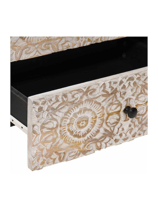 Bedside Table Made of Solid White Wood 50x33x60cm