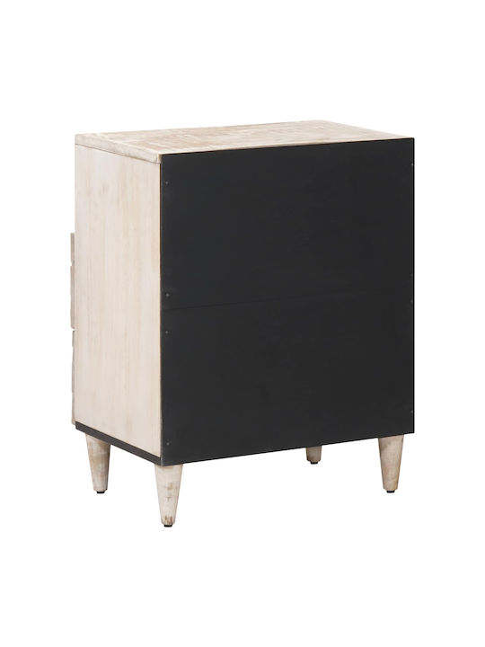 Bedside Table Made of Solid White Wood 50x33x60cm