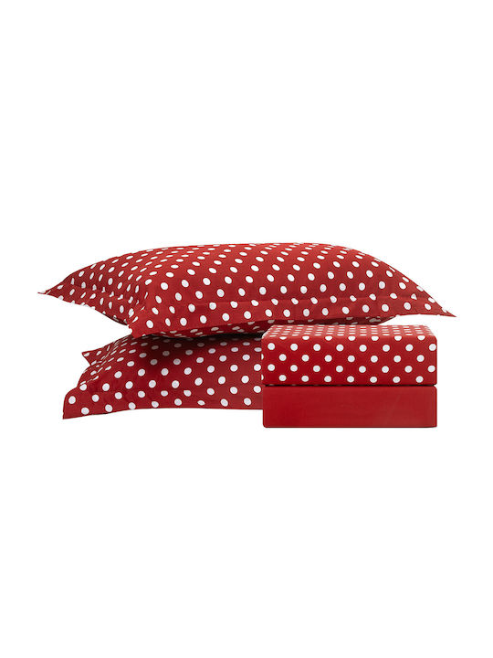 Beauty Home 10101 Set Bed Sheets for Single Bed with Rubber Hugger 110x200+30cm 3 (3 Pieces) 10101SEMOL-Red