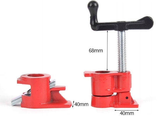 Set 4 Morsă Tâmplărie Zola 3/4″ Țevi Deschidere Maximă 68 Mm Dimensiuni 40 X 40 Mm Roșie