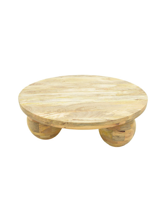 Round Central Coffee Table Fedena Made of Solid Wood Ø90 L90xW90xH30cm