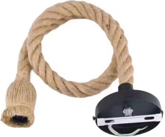Κρεμαστό Φωτιστικό Καφέ Boho με Σχοινί 90x90εκ.
