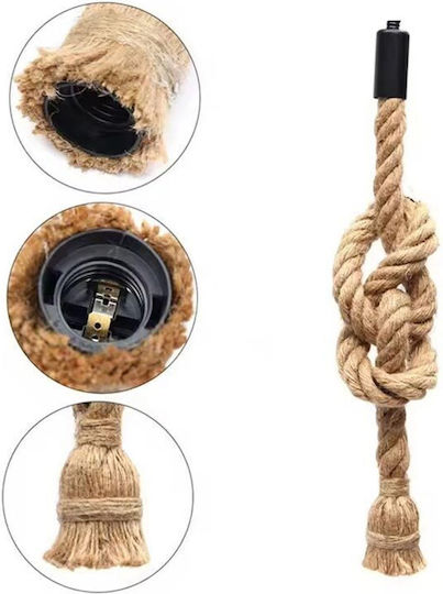 Κρεμαστό Φωτιστικό Καφέ Boho με Σχοινί 90x90εκ.