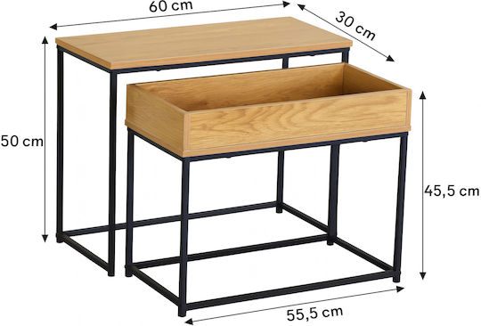 Set Zigon Rectangular Din Lemn Masiv Bej 2 Buc M60xL30xÎ50cm