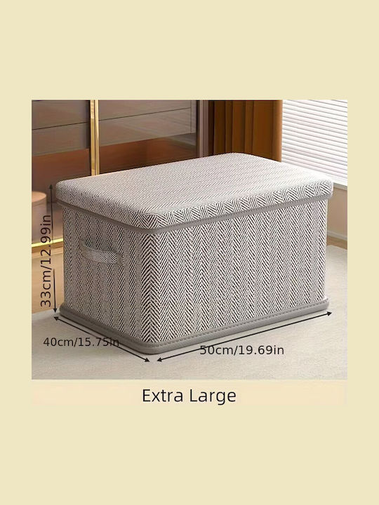 Stoff Aufbewahrungsbox mit Deckel Grau 50x40x33cm