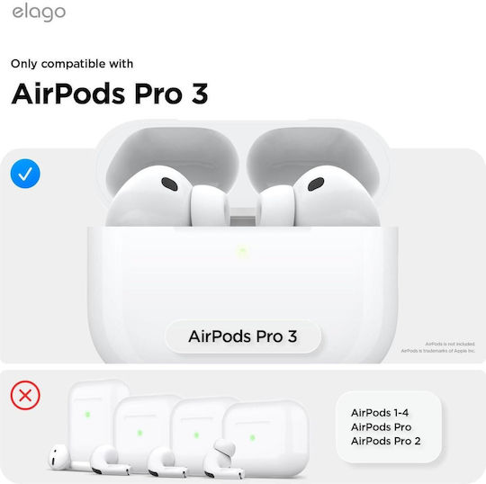 Elago Cassette Tape Hang Silicone Case with Hook in White Color for Apple AirPods Pro 3