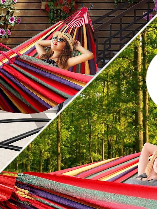 Fabric Hammock with Stand Multicolour 265x100x95cm