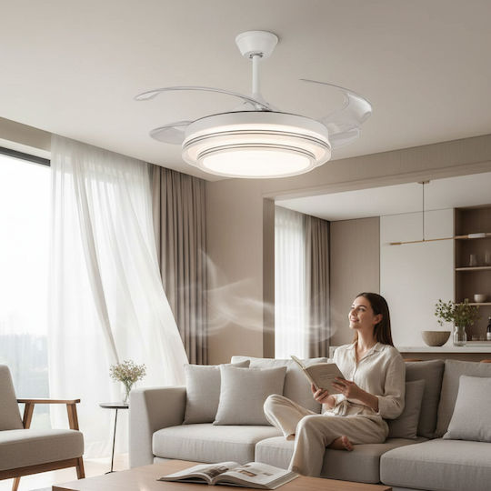 DS-8049 Ventilator de Tavan cu Lumină Transparent / Alb