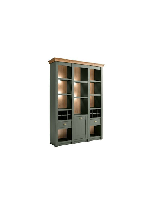 Βιβλιοθήκη με LED Lirvela 108 Πράσινο, Δρυς Wotan 147x45x207εκ.