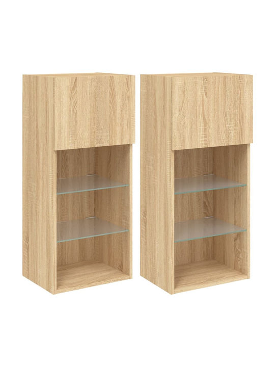 Hanging Living Room Cabinet made of Particle Board with Lighting Sonoma Oak 40.5x30x90cm