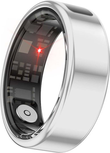 Avizar Saturn Smart Ring 18.1mm with Heart Beat Monitor Silver