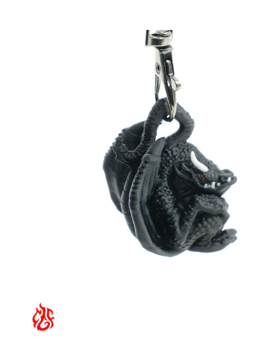 Breloc Mic 3D Imprimat Dragon Negru Dungeons Dragons