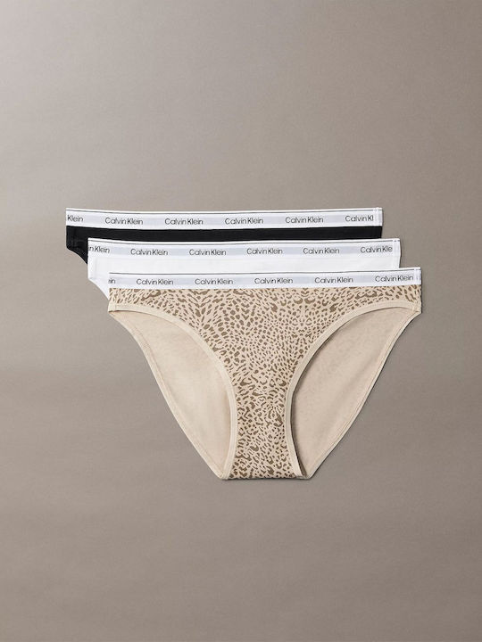 Cotton Women's Briefs 3Pack Black Classic White Animal
