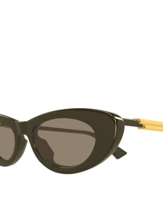 Bottega Veneta Unisex Sunglasses with Green Horn-Rimmed Frame and Green Lens