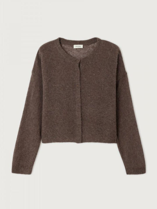 Women's Knitted Cardigan with Buttons Brown