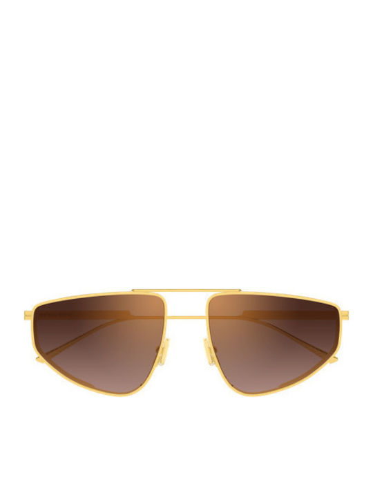 Bottega Veneta Unisex Sunglasses with Gold Metallic Frame and Gold Lens BV1466S 004