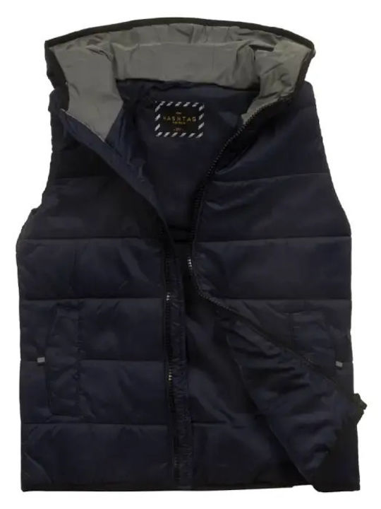 Kids Casual Sleeveless Jacket with Lining and Hood Blue
