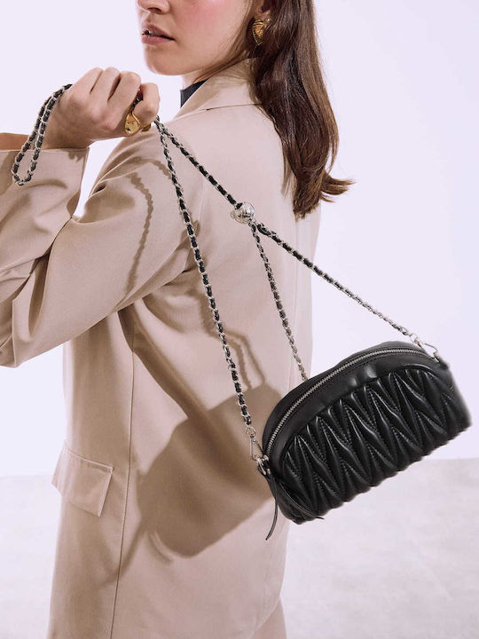 Celestino Дамско Чантичка Clutch С Релефни Мотиви Черен
