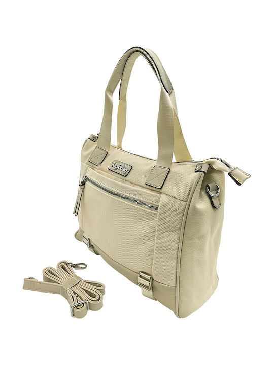Fabric Women's Shoulder Bag Beige