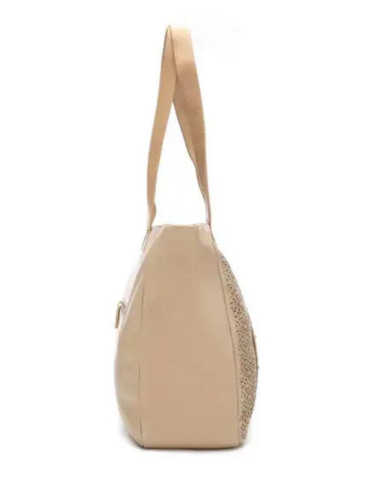 Damen-Schultertasche aus Wildleder Beige