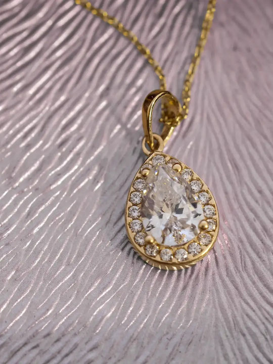 Colier Rosetă Din Aur Galben 14 Carate Cu Zircon