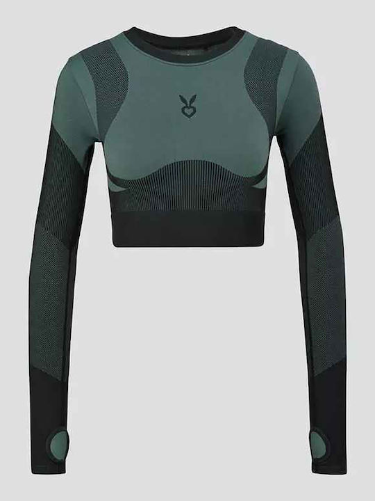 Γυναικείο Crop Top Μακρυμάνικο Πράσινο