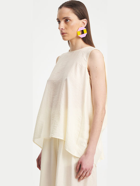 Women's Sleeveless Blouse Light Yellow