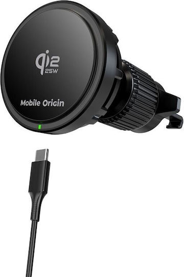 Mobile Origin CA24 Βάση Κινητού Αυτοκινήτου με Μαγνήτη και Ασύρματη Φόρτιση MagSafe Μαύρη